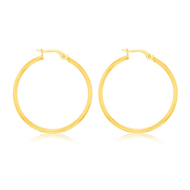 9ct Yellow Gold Polished 30mm Hoop Earrings