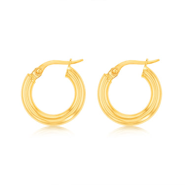 9ct Yellow Gold Polished 10mm Hoop Earrings