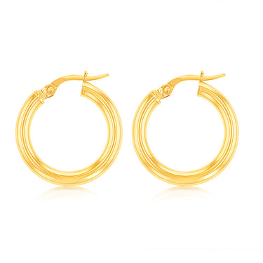 9ct Yellow Gold Polished 15mm Hoop Earrings