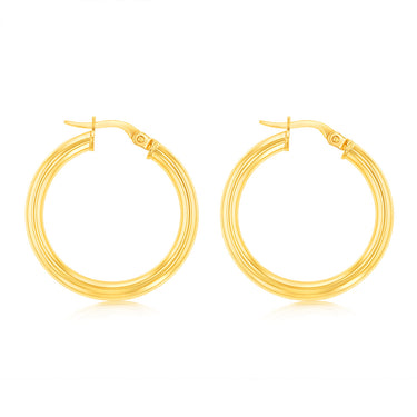 9ct Yellow Gold Polished 20mm Hoop Earrings