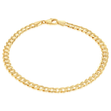 9ct Yellow Gold Flat Concave 120Gauge Curb 21cm Bracelet