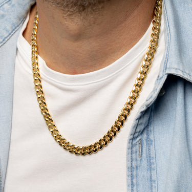 9ct Yellow Gold Superlight Hollow 250 Gauge Miami 55cm Chain
