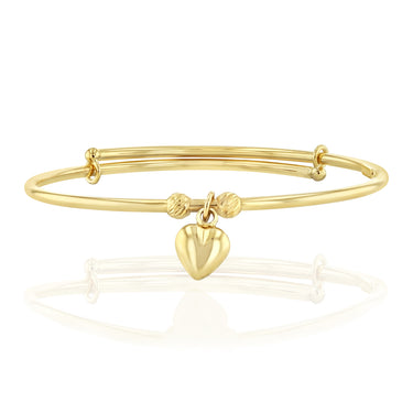 9ct Yellow Gold Heart On Baby Bangle
