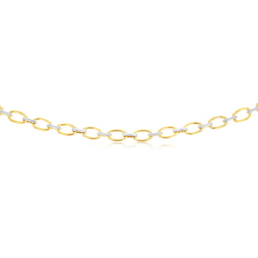 9ct Yellow And White Two-Tone Gold Link Chain Hollow 45cm Chain