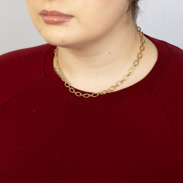 9ct Yellow And White Two-Tone Gold Link Chain Hollow 45cm Chain