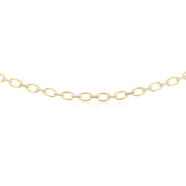 9ct Yellow And White Two-Tone Gold Link Chain Hollow 50cm Chain
