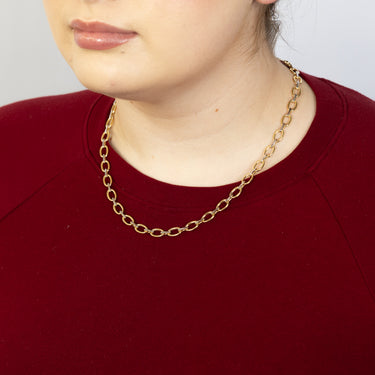 9ct Yellow And White Two-Tone Gold Link Chain Hollow 50cm Chain