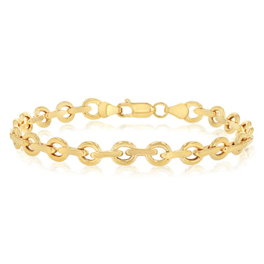 9ct Yellow Gold Link Chain Hollow 19cm Bracelet
