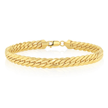 9ct Yellow Gold Textured Herringbone Hollow Chain 21cm Bracelet