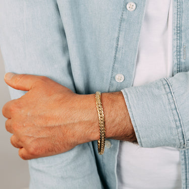 9ct Yellow Gold Textured Herringbone Hollow Chain 21cm Bracelet