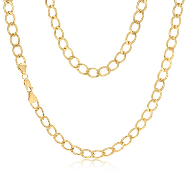 9ct Yellow Gold Diamond Cut Hollow 50cm Curb Chain