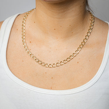 9ct Yellow Gold Diamond Cut Hollow 50cm Curb Chain
