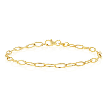 9ct Yellow Gold Sparkle Cable Hollow 19cm Bracelet