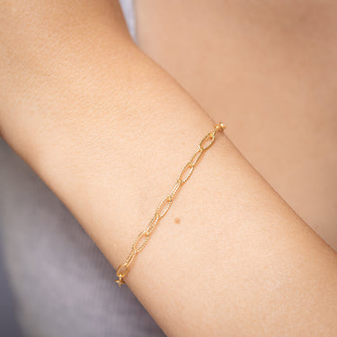 9ct Yellow Gold Sparkle Cable Hollow 19cm Bracelet