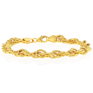 9ct Yellow Gold Rope Hollow 19cm Bracelet