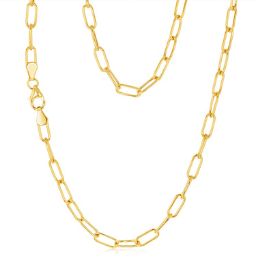 9ct Yellow Gold Paperclip Hollow 45cm Chain