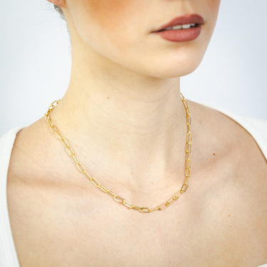 9ct Yellow Gold Paperclip Hollow 45cm Chain