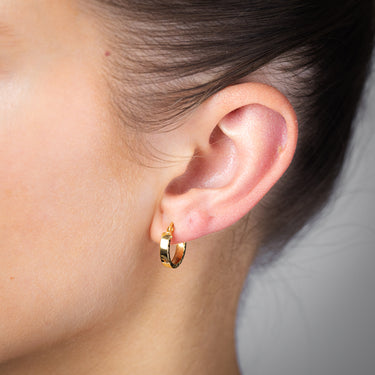 9ct Yellow Gold Diamond Cut 10mm Hoop Earrings