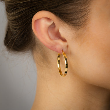 9ct Yellow Gold Diamond Cut 25mm Hoop Earrings