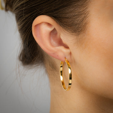 9ct Yellow Gold Diamond Cut 30mm Hoop Earrings