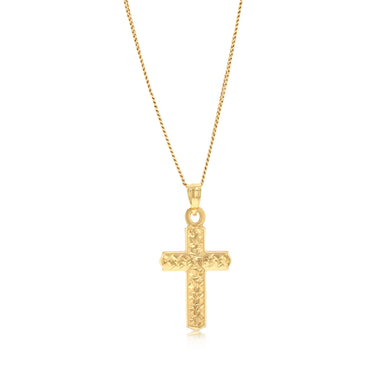 9ct Yellow Gold Textured Cross Pendant