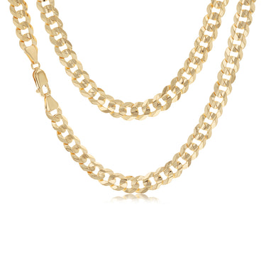 9ct Yellow Gold Curb Concave Lightweight 150 Gauge 55cm Chain
