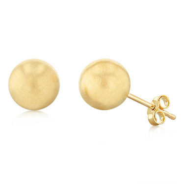 9ct Yellow Gold 8mm Polished Ball Stud Earrings