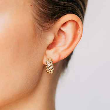 9ct Yellow Gold Large Croissant 3/4 Hoop Earrings