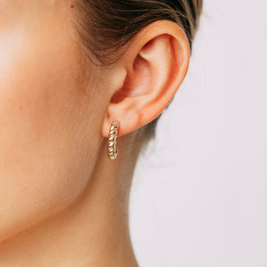 9ct Yellow Gold Thin Croissant 3/4 Hoop Earrings