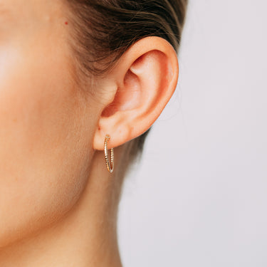 9ct Yellow Gold Grooved 15mm Hoop Earrings