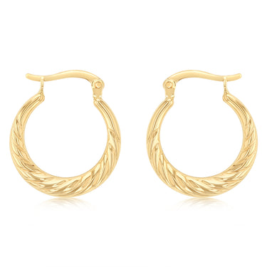 9ct Yellow Gold Twisted Creole Hoop Earrings