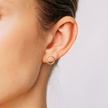 9ct Yellow Gold Twisted 8mm Sleeper Earrings