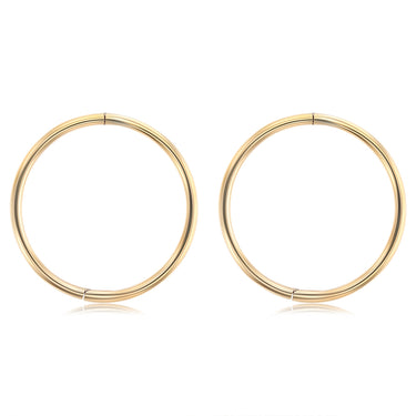 9ct Yellow Gold Plain 14mm Sleeper Earrings