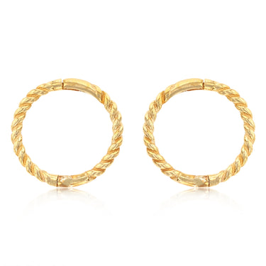 9ct Yellow Gold Patterned 8mm Sleeper Earrings