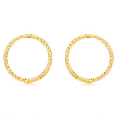 9ct Yellow Gold Patterned 10.3mm Sleeper Earrings