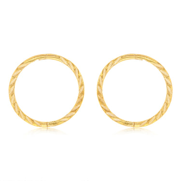 9ct Yellow Gold Patterned 12mm Sleeper Earrings