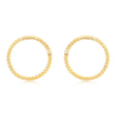 9ct Yellow Gold Patterned 10mm Sleeper Earrings