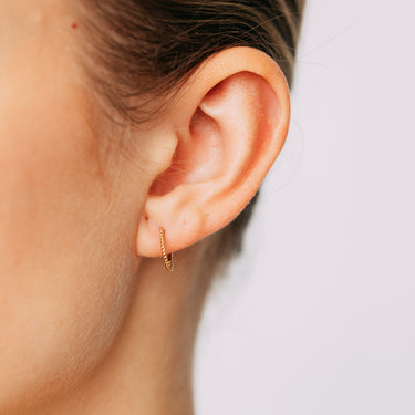 9ct Yellow Gold Patterned 10mm Sleeper Earrings