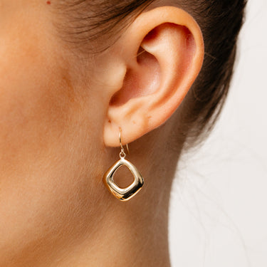 9ct Yellow Gold Open Diamond-Shaped Drop Earrings