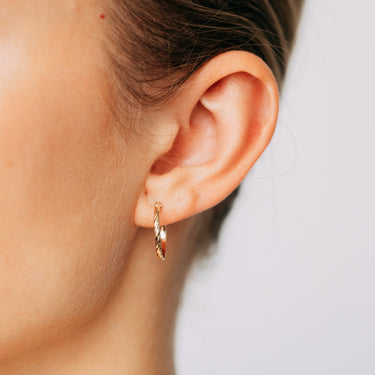 9ct Yellow Gold Dicut 15mm Hoop Earrings