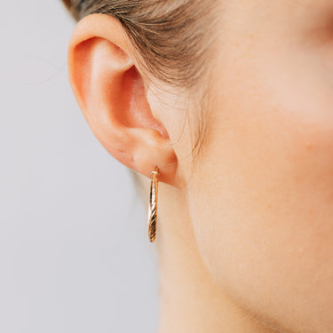 9ct Yellow Gold Dicut 20mm Hoop Earrings