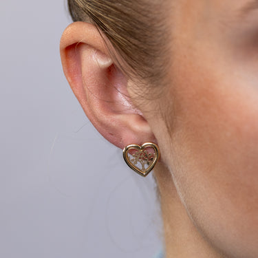 9ct Yellow Gold Tree of Life Heart-Shaped Stud Earrings