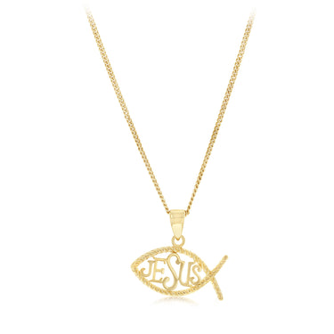 9ct Yellow Gold Jesus Fish Pendant