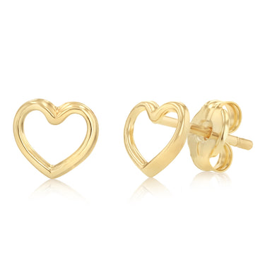 Heart Stud Earrings in 9ct Yellow Gold