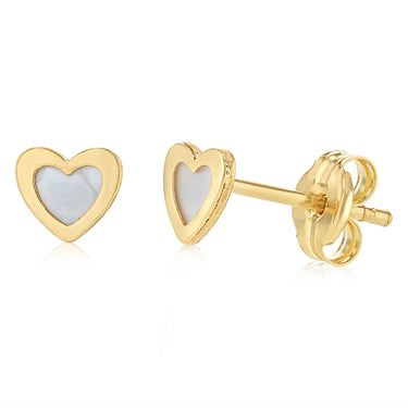 Heart Stud Earrings in 9ct Yellow Gold