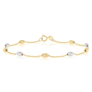 Satellite Oval 19cm Bracelet in 9ct Yellow and White Gold