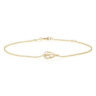 Heart Station 19cm Bracelet in 9ct Yellow Gold