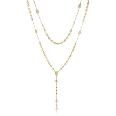 Rosary Cross 50cm Necklace in 9ct Yellow Gold