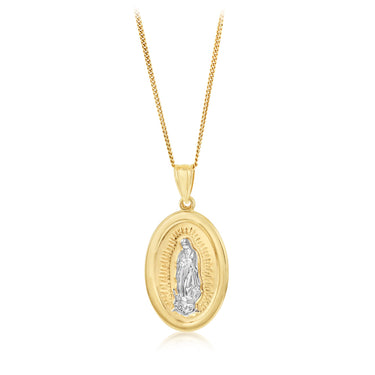 Lady of Grace Pendant in 9ct Yellow and White Gold
