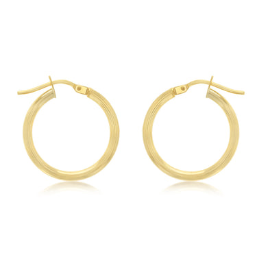 15mm Plain Hoop Earrings in 9ct Yellow Gold